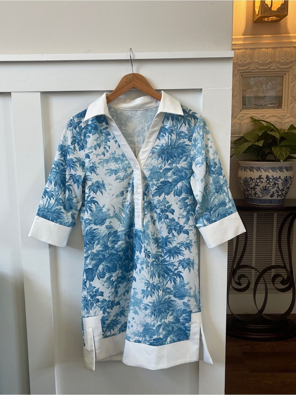 Blue & White Toile Print Shift Dress | Amazon Boutique Style Small NWOT